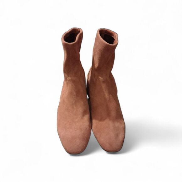 $650 Stuart Weitzman Sofia Block Heel Suede Sock Boots 9B ESPRESSO STRETCH 2021 - Picture 3 of 10